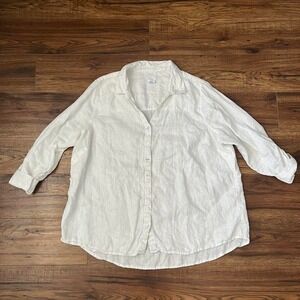 Sigrid Olsen White 100% Linen Button Down Shirt Relaxed Women 2X Minimalist